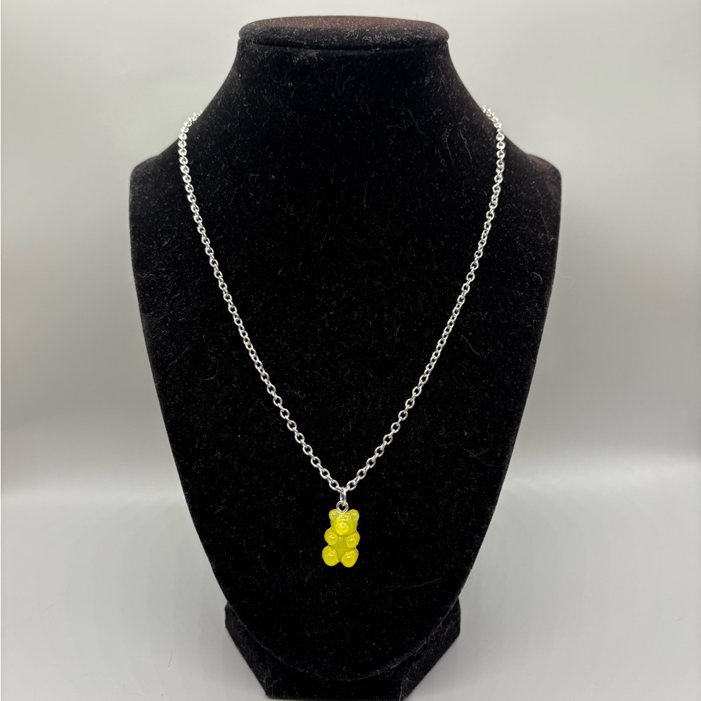 Hand Crafted Yellow Gummy Bear Pendant Necklace